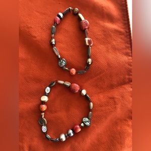 2 Silpada Vintage Coral colored stone bracelets